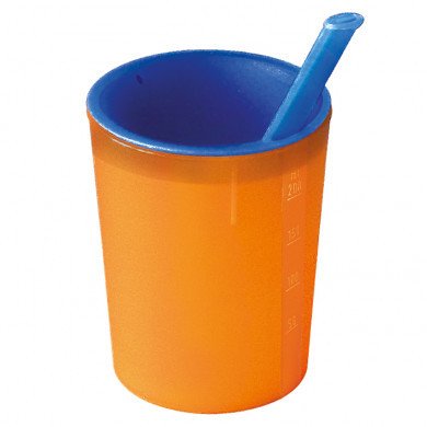 medizinische Trinkhilfe Trinkbecher orange-blau 200 ml