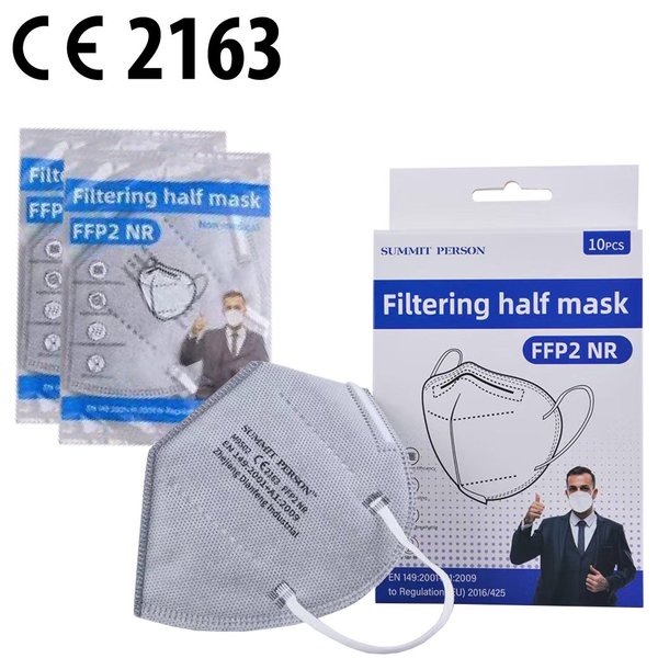 FFP2 Face Mask Maske, Farbe grau CE und Zertifikat, VE 10, Einzelverpackt im Polybeutel