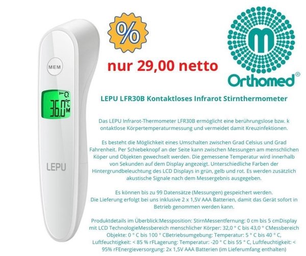 Kontaktloses Infrarot Stirnthermometer LEPU LFR30B