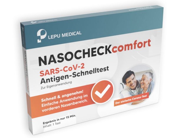 LEPU Antigen Laien Schnelltest - Medical NasoCheck Comfort (Nasal Selbsttest, einzelverpackt) Corona