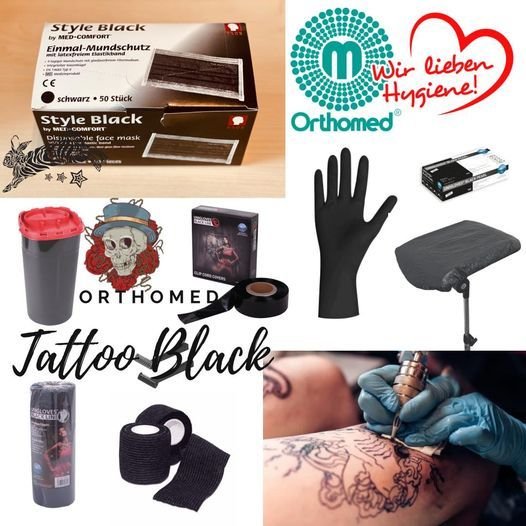 Kanülensammler Kanülenbox Entsorgungsbox, Farbe schwarz, Orthomed Tattoo Black Line